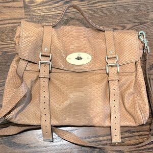 Mulberry large Alexa bag satchel in great condition tan snakeskin